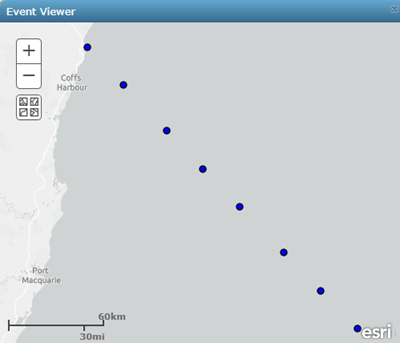 GeoEvents viewed in the Event Viewer GeoEvents viewed in the Event Viewer