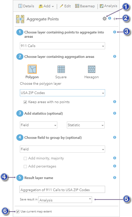 Aggregate Points tool pane